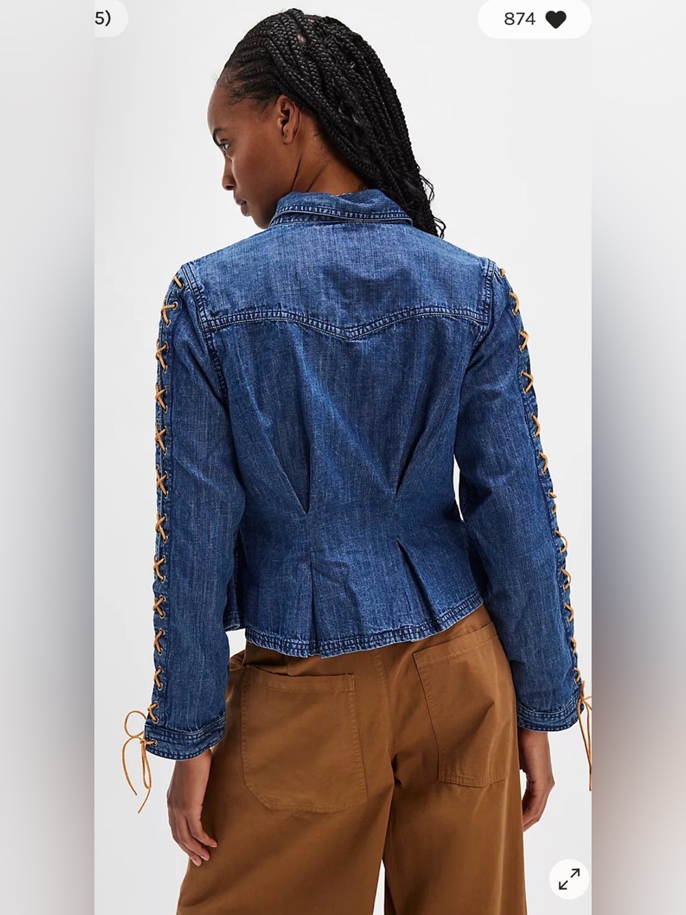 Free People Lala Lace Button-Down Jacket with lace sleeve - Picture 2 of 10